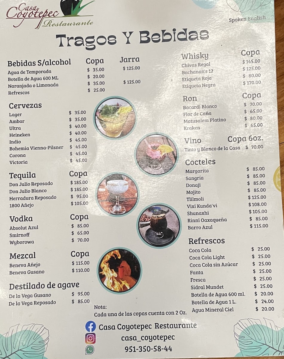 Restaurante Casa Coyotepec Menu - Image 1