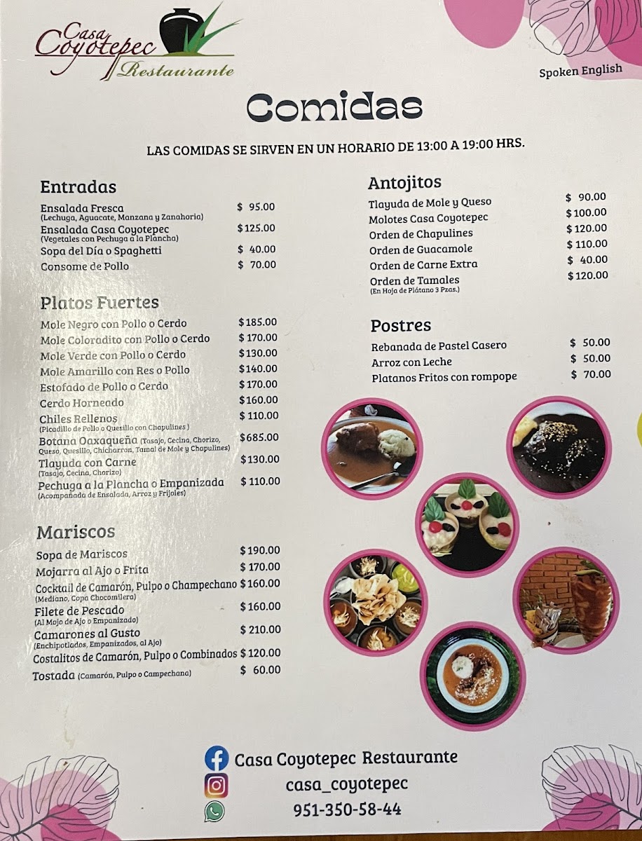 Restaurante Casa Coyotepec Menu - Image 2