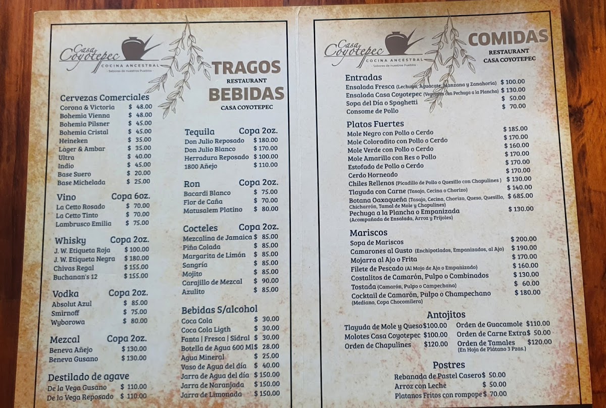 Restaurante Casa Coyotepec Menu - Image 3