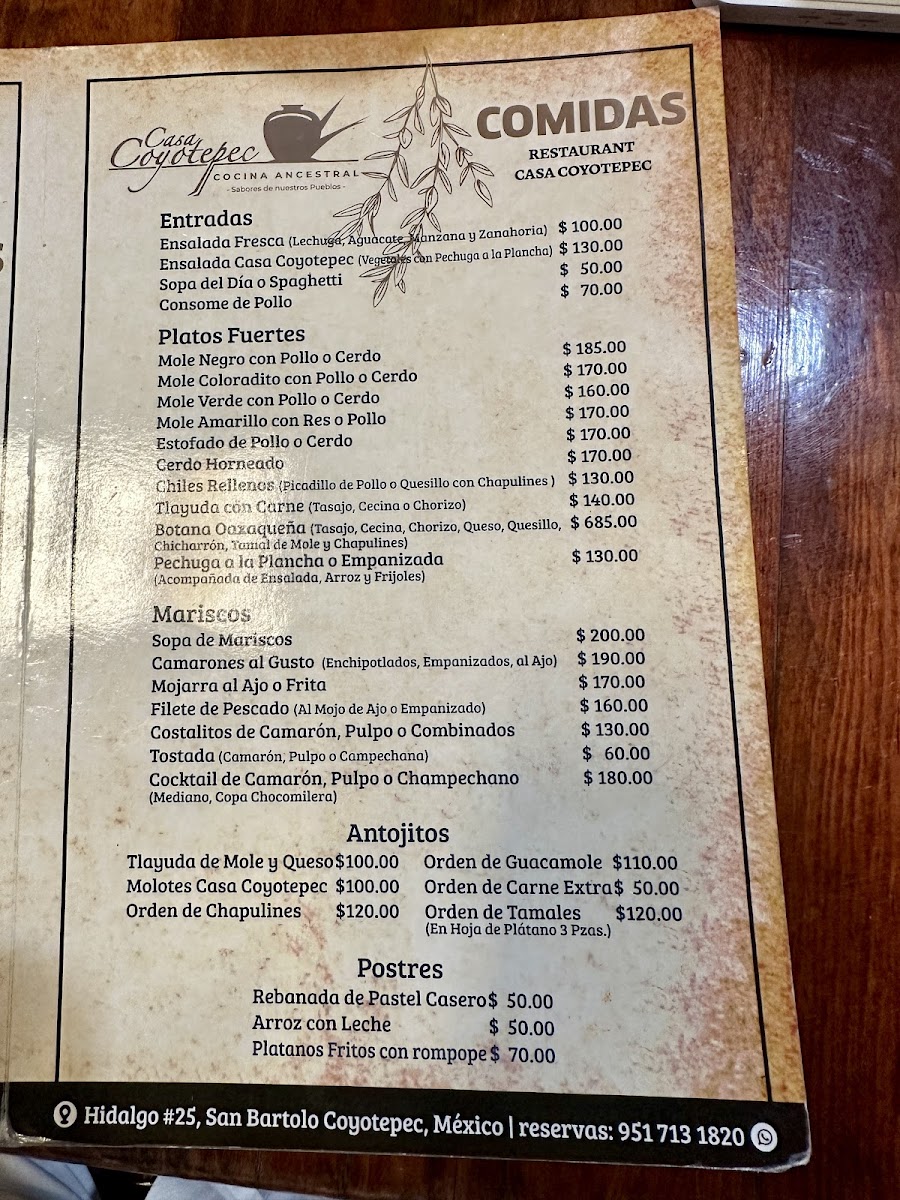 Restaurante Casa Coyotepec Menu - Image 4
